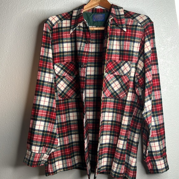 Vintage Pendleton Loop Collar Tartan Virgin Wool Plaid Board Shirt 50’s | 60’s - Picture 8 of 15